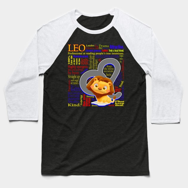 Leo Symbol Personality Traits cute Zodiac Sign T-Shirt Baseball T-Shirt by MaryDFairy and Friends